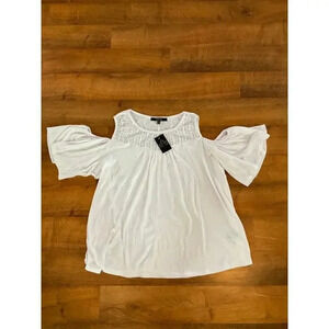 Louise Paris White Cold Shoulder Womens Top Blouse Size 3X‎ NEW WITH TAG